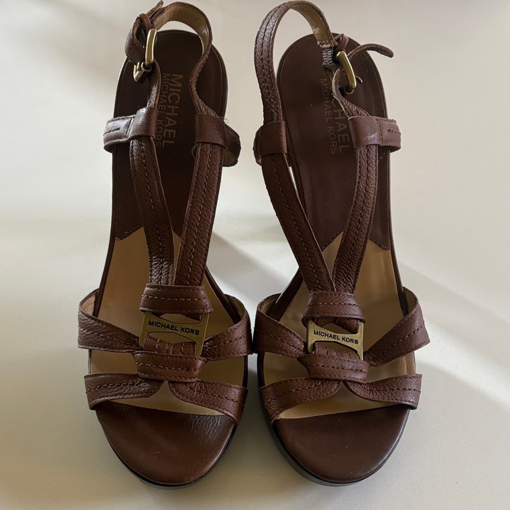 Michael Kors Dark Brown Leather Sandals